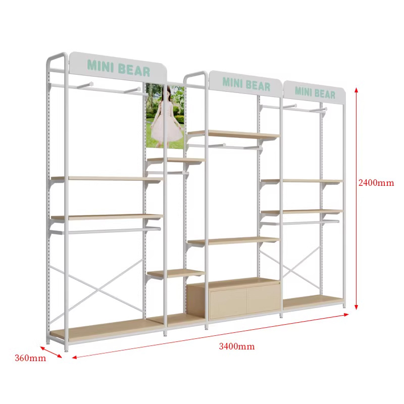 Tienda de ropa infantil tipo piso estante de exhibición para ropa infantil tienda de ropa de madres y bebés estante de exhibición de ropa de hierro forjado