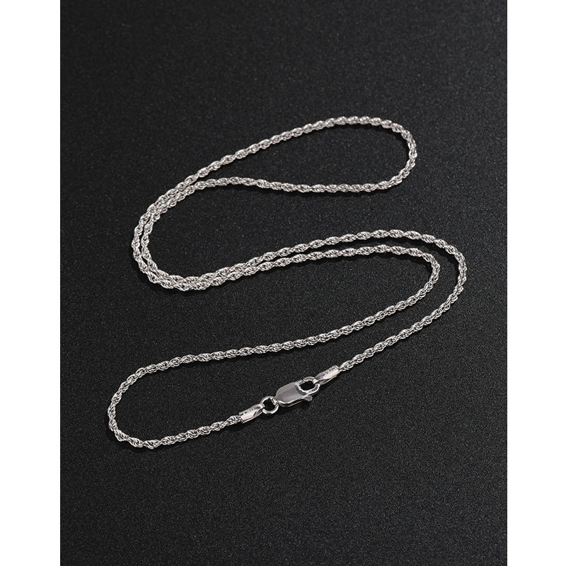 Collar de cadena de giros de plata de ley 925 cadena de plata de verano para mujer cadena de cuerda de cáñamo cadena de suéter de torsión de todo fósforo de alta gama para hombre