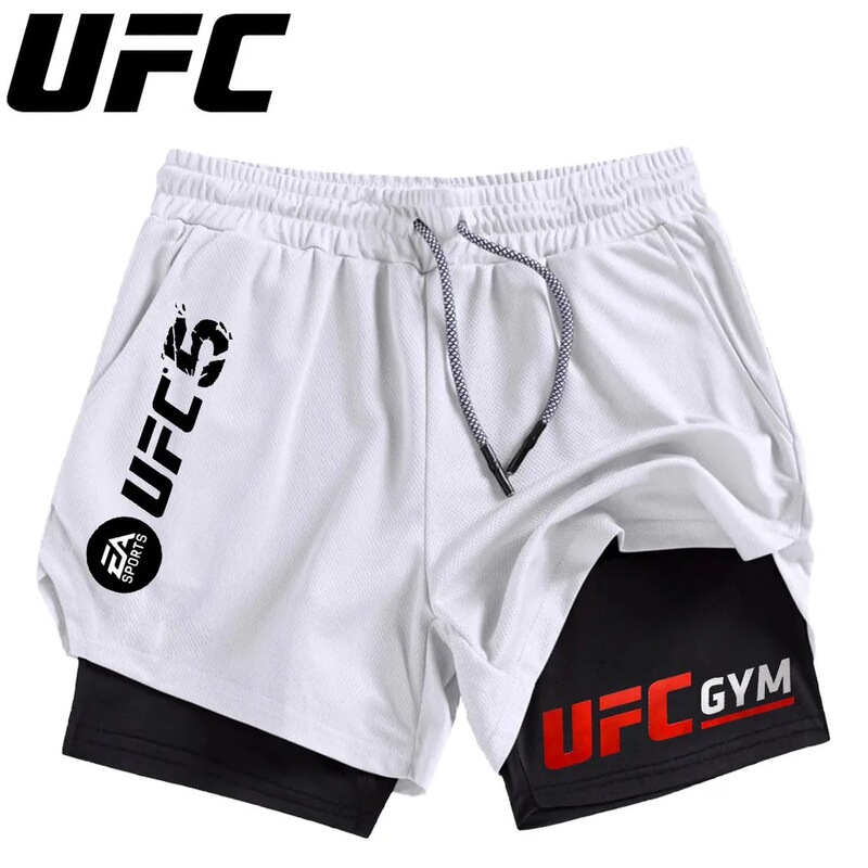 Ufc Men's Double-Layer Fitness Shorts, Men's Gym Fitness Two-In-One Sports Shorts, Quick-Drying Fitness Shorts