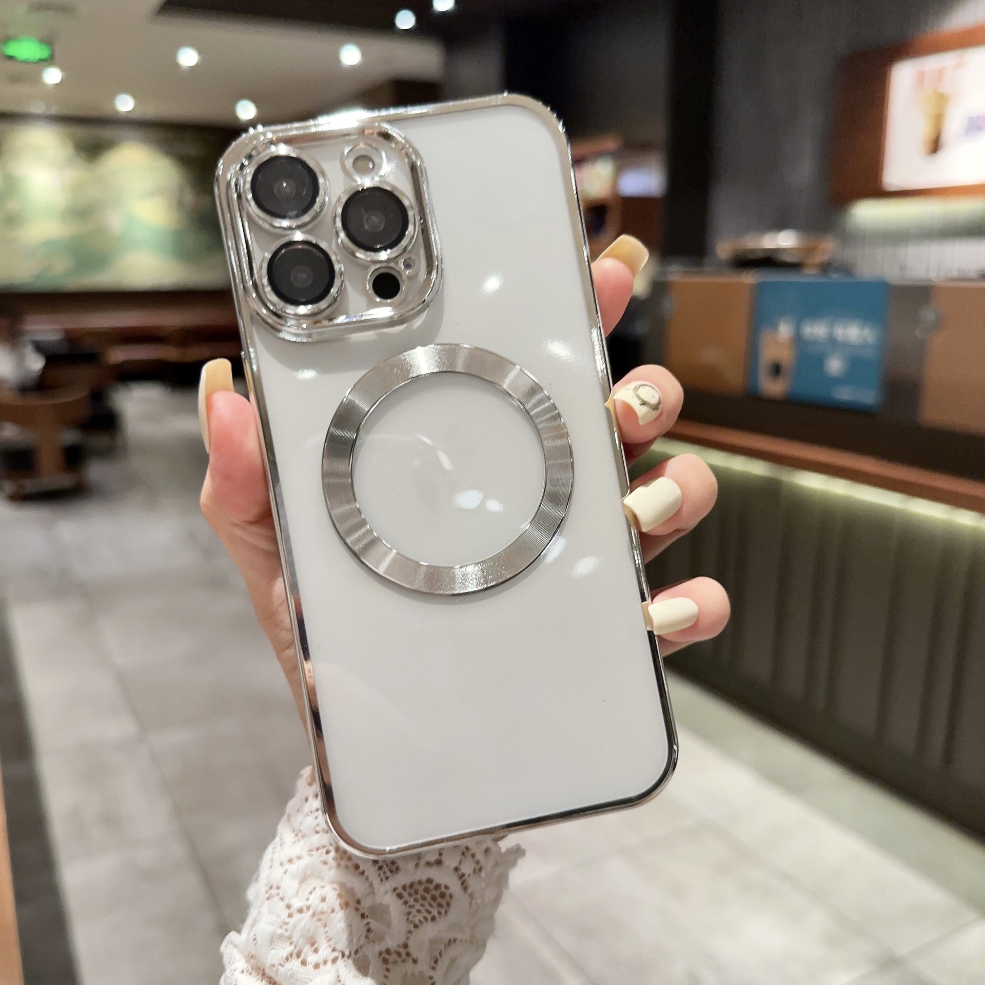 Magnético galvanizado para iPhone17promax caso de teléfono celular transparente película de lente manzana 12 todo incluido caso a prueba de caídas 11