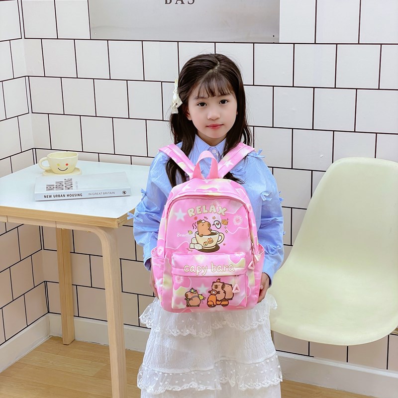 Nuevas mochilas transfronterizas para niños jardín de infantes para niños niñas lindas mochilas de dibujos animados al aire libre ocio capibara