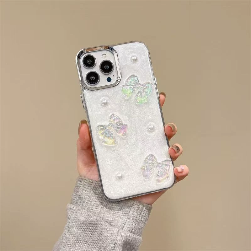 Apple, iPhone16, чехол из жемчуга с бантиком совместимый с 17promax, 13