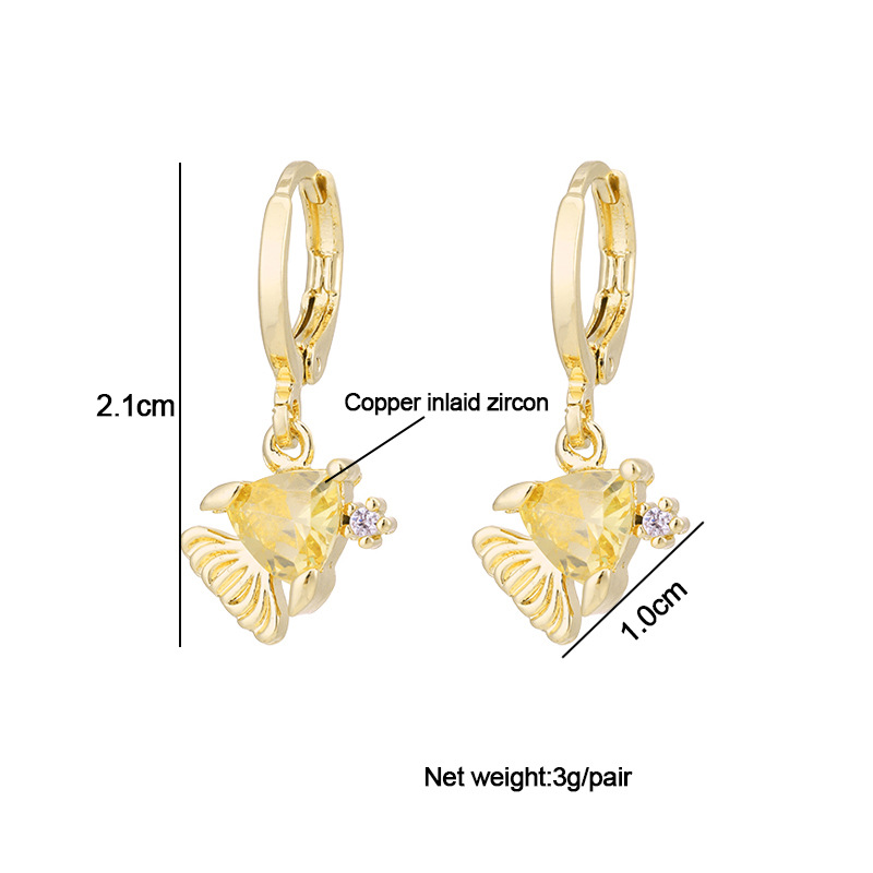 Mode Niedlichen Fisch Und Garnelen Eardrop Intarsien Zirkon Geometrische Kupfer Ohrringe display picture 1