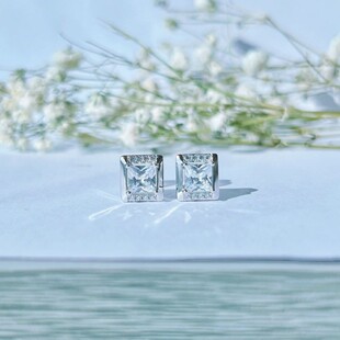 2024 925 Silver High Carbon Diamond Moissanite Earrings 4.5mm Princess Fashion Earrings Jewelry Dropshipping Live Broadcast