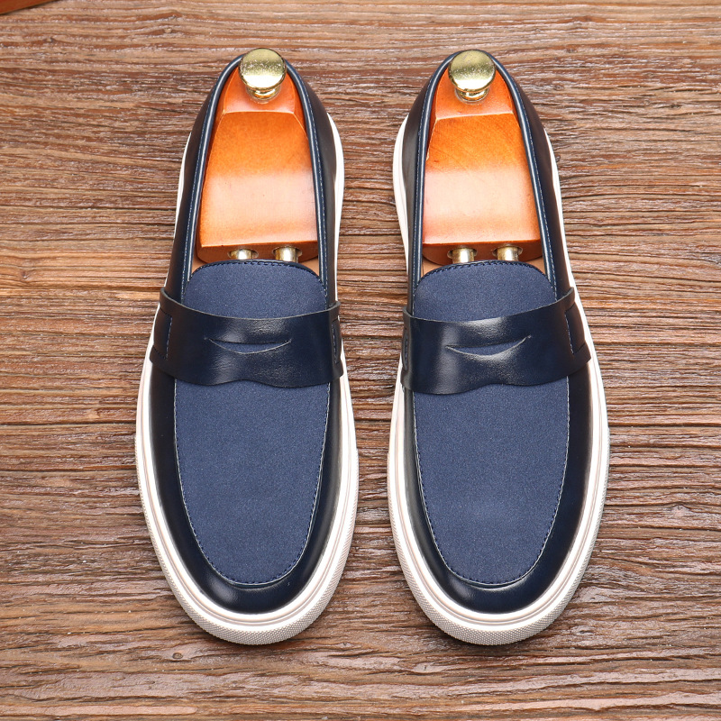 Mocassini con plateau Scarpe casual in pelle da uomo slip-on_voghion.com