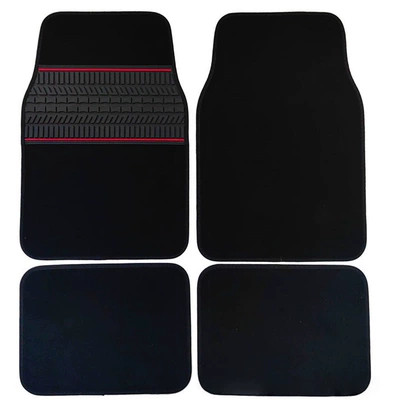 Cross-border European and American best-selling universal waterproof and non-slip car floor mats, universal suede, easy to clean, factory supplied (Universal Foot Pad) - black-4-piece-set
