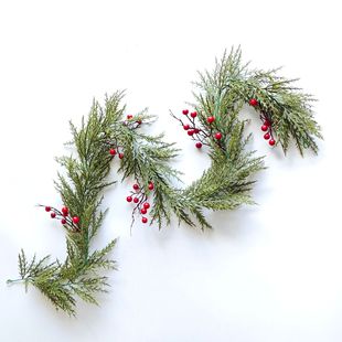 Amazon Christmas Decoration European and American Artificial Plant Wall Hanging Pine Needles Red Fruit Artificial Rattan Christmas Decoration