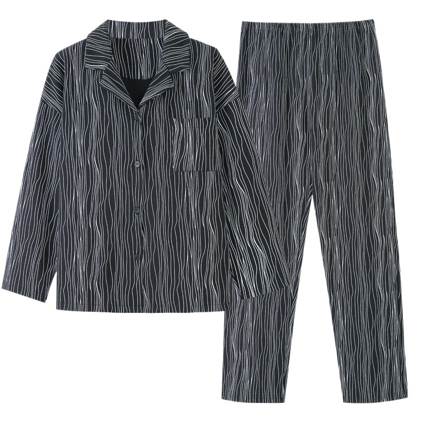 Pijamas de hombre primavera y otoño estilo coreano delgado más tamaño cardigan algodón Home Leisure Home wear deportes traje de dos piezas