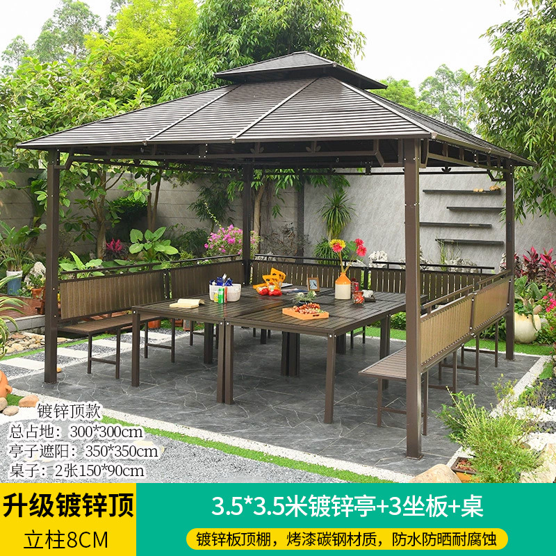 Pabellón al aire libre techo galvanizado pabellón tienda de campaña villa patio jardín terraza punto escénico ocio sombrilla gran cobertizo