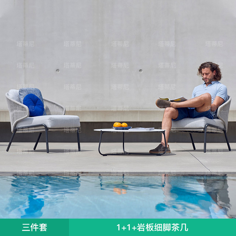 Conjunto de sofás de exterior para patio, balcón, protección solar, impermeable, silla de ratán de ocio, sofá de ratán para jardín, terraza image 18