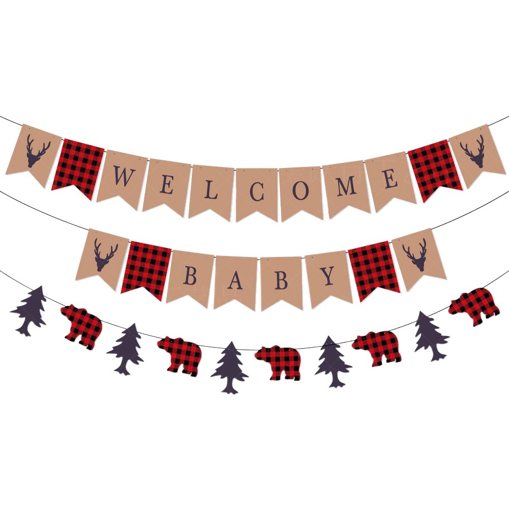 Nuevo bebé cumpleaños decoración tire bandera selva registro bienvenida bebé fiesta decoración bienvenida bebé tire bandera