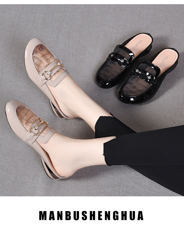 Giày lười nữ bít mũi lưới phong cách Anh đế bệt — Màu đen chi tiết 16