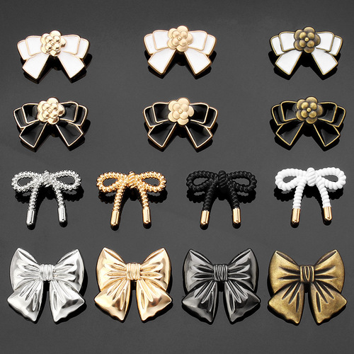 Butterfly knot button for women, high-quality metal, fashionable and exquisite, for shirts, blouses, sweaters, coats, versatile decorative buttons