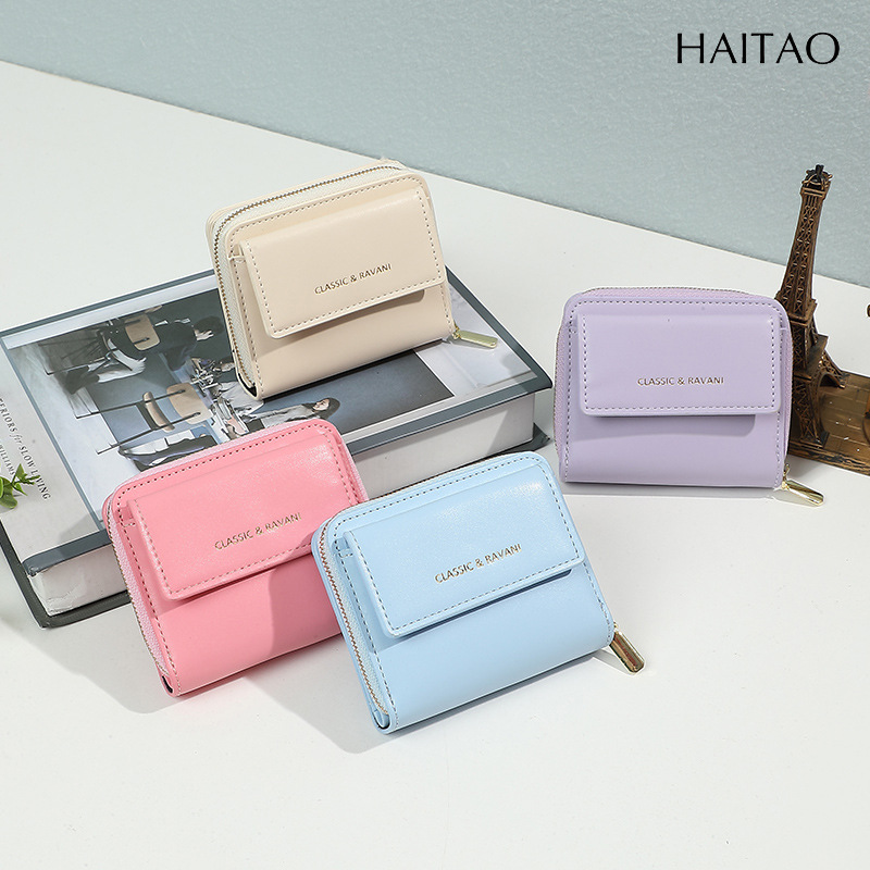 Nuevo color sólido simple bolso de cambio de damas multi-tarjeta billetera de bolso de mano multifuncional de estilo coreano para mujeres