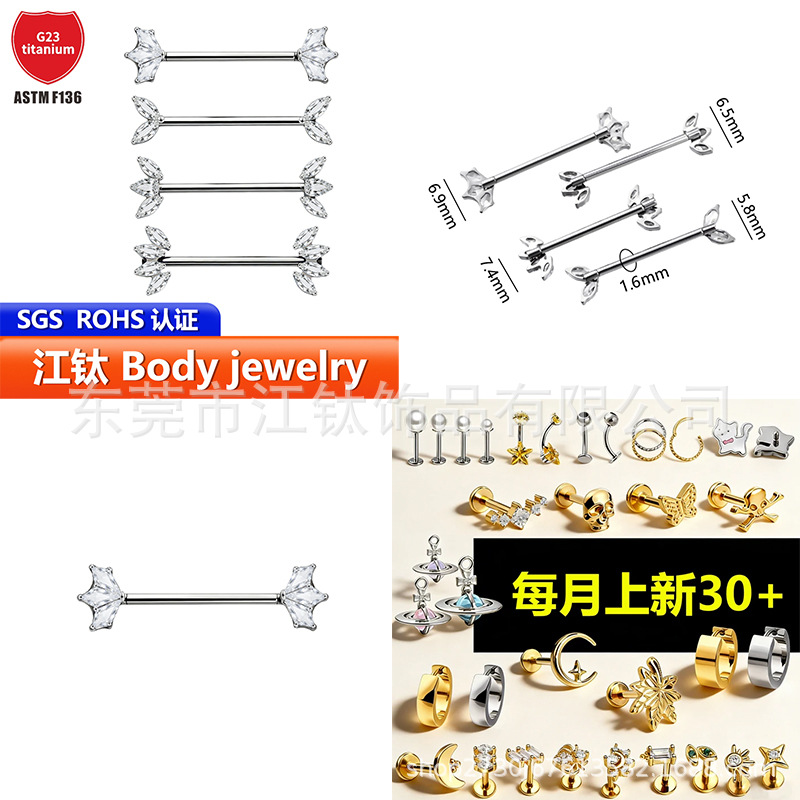 Pointed titanium steel lip stud product view