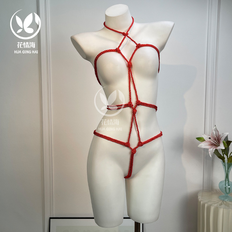 Flower Love Sea Sexy Lingerie Sexy Bondage Open Rope Clothes No Need to Take Off Hot See-Through Temptation Suit A1098