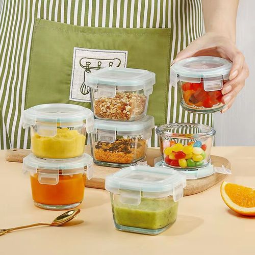High Borosilicate Baby Food Storage Container with Seal, Glass Preserving Box for Freezing, Baby Food Bowl, Dishwasher and Microwave Safe