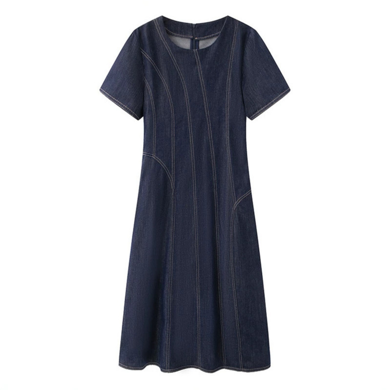 Stylish Korean-Style Loose-Fitting Slimming Mid-Length Denim Dress 2026 Summer New Trendy A-Line Dress