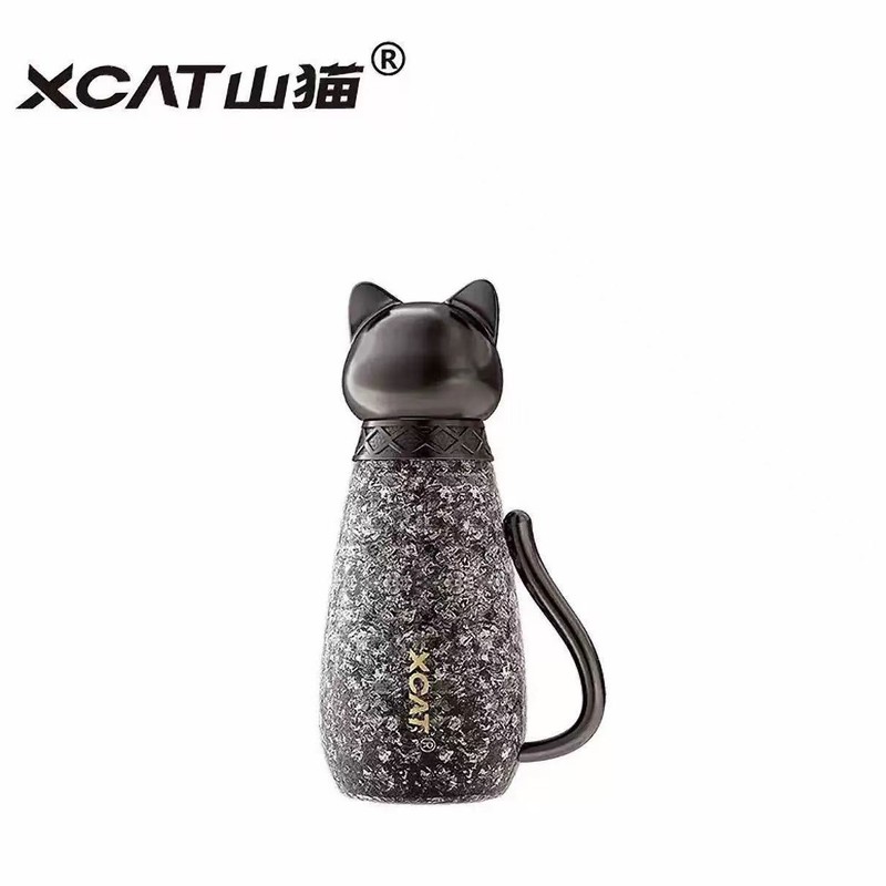 XCAT山猫纯钛猫咪保温杯吸管杯户外便携旅行车载水杯商务钛杯礼品|undefined