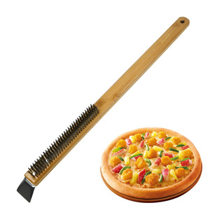 Amazon Cross-Border Extended Bamboo Handle Pizza Brush Pizza Cleaning Brush Wooden Baking Utensils Wholesale