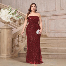 2025秋冬季外贸新款女装 ebay亚马逊性感抹胸无袖礼服长裙修身