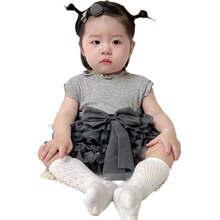 婴幼儿夏装女宝宝小童时髦凸凸裙半身包屁衣裙无袖背心两件套装