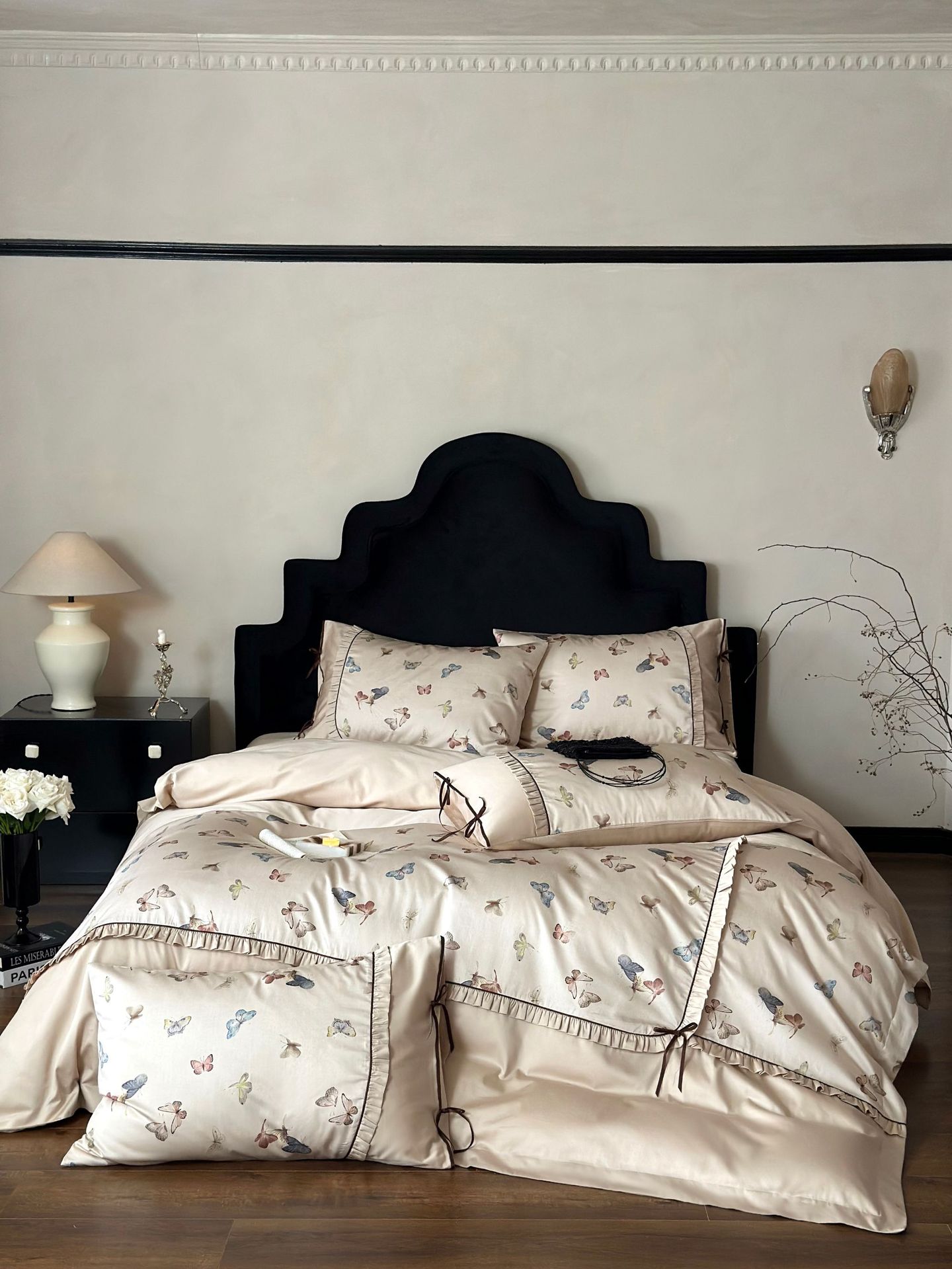 Nordisk vintage boho påslakanset i ren bomull med spets_voghion.com