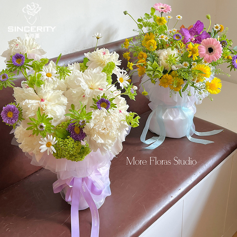 Paquete de ramo de pensamiento de siete colores, hilo de red de pastel, hilo de red de flores, hilo de red de flores, material de bricolaje hecho a mano, material de floristería