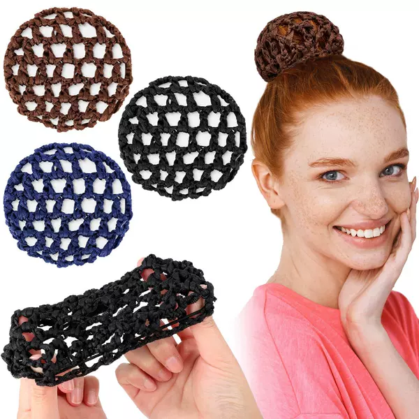 Professional net pocket dance hair net handmade crocheted thick net headdress flower stewardess dance net cover