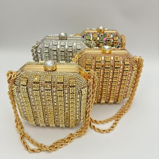 Cross-Border Foreign Trade High-Value Clutch Bag with Rhinestones, Simple, Elegant and Noble Ladies Dress, Dinner Party Bag, Dinner Bag