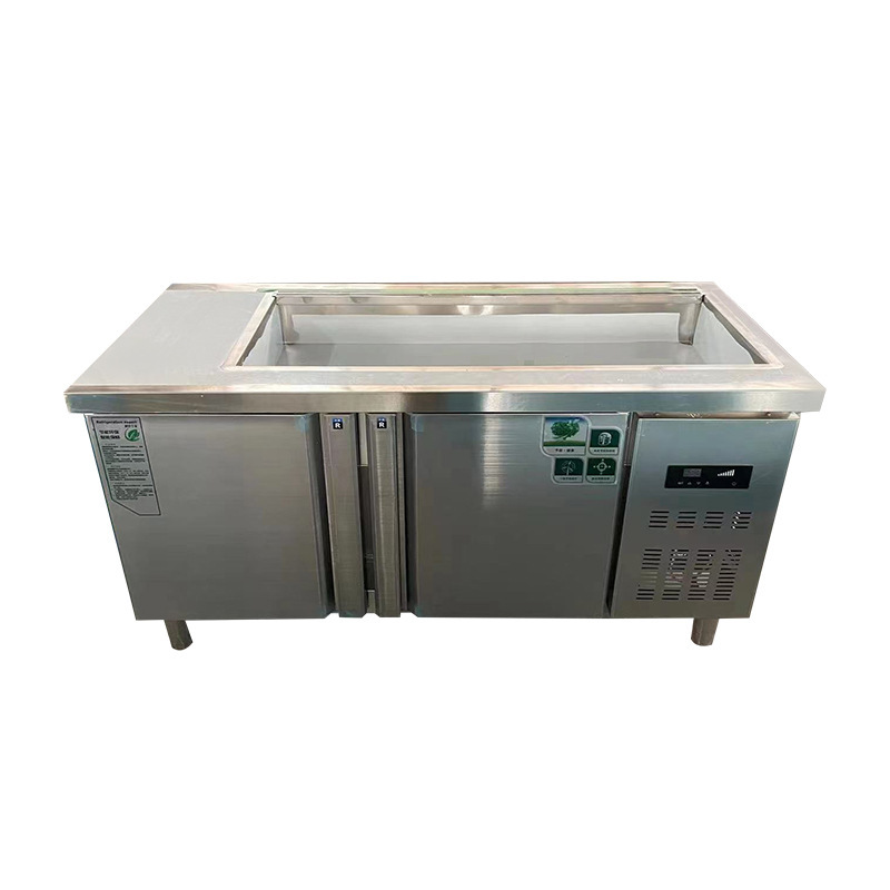 定制水果沙拉台 水果捞展示柜开槽沙拉台商用冰箱 保鲜冷藏工作台