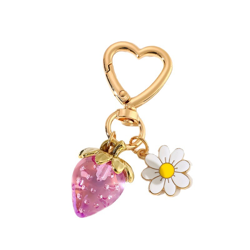 Personalidad encantadora corazón de niña dulce de fresa llavero en forma de corazón en línea popularidad femenina nueva bolso creativo llave joyería colgante image 5