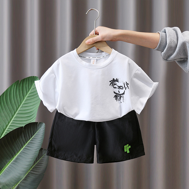 7164 Traje de verano para niños 2025 Nuevos niños Ropa de verano de manga corta fresca y atractiva Ropa deportiva de verano para bebés