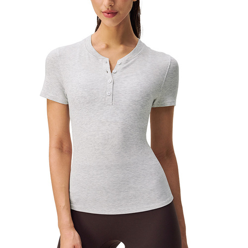 Lulu Henry Yoga T-Shirt Women Elastic Fitted Sweatshirt Moisture-Wicking Running Fitness Long-Sleeve Short-Sleeve