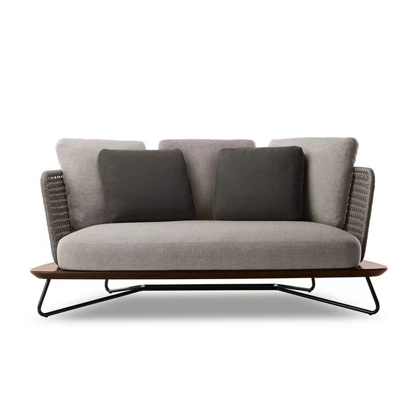 Diseñador de sofá de caña casual nórdico al aire libre madera sólida de alta gama villa patio jardín terraza sofá impermeable