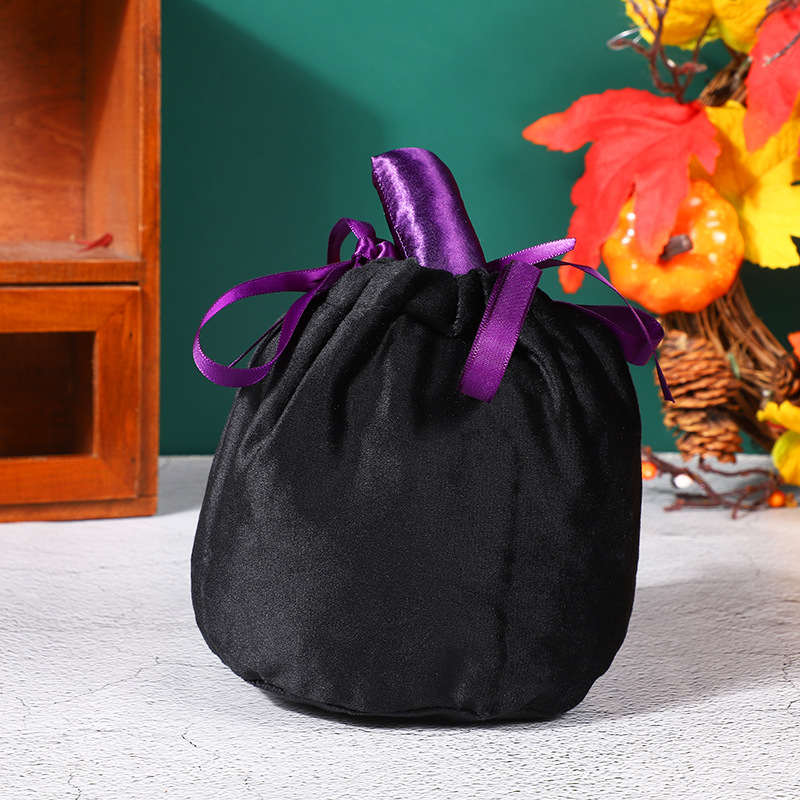 Bolso de caramelo de calabaza con corcho de terciopelo de Halloween, bolsa de calabaza, bolsa de caramelo de fiesta, bolsa de caramelo decorativa, bolsa de terciopelo