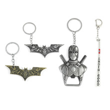 欧美DC漫画周边正义者联盟同款钥匙扣蝙蝠侠死侍人物标志合金挂饰