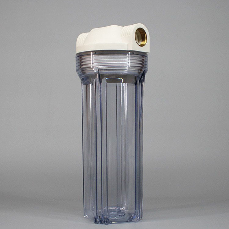 Botella de cobre del filtro del diente de 10 pulgadas 4-minute 6-minute con el barril del filtro de la válvula de escape del alivio de presión COMO botella transparente espesada del filtro con la hebilla interna