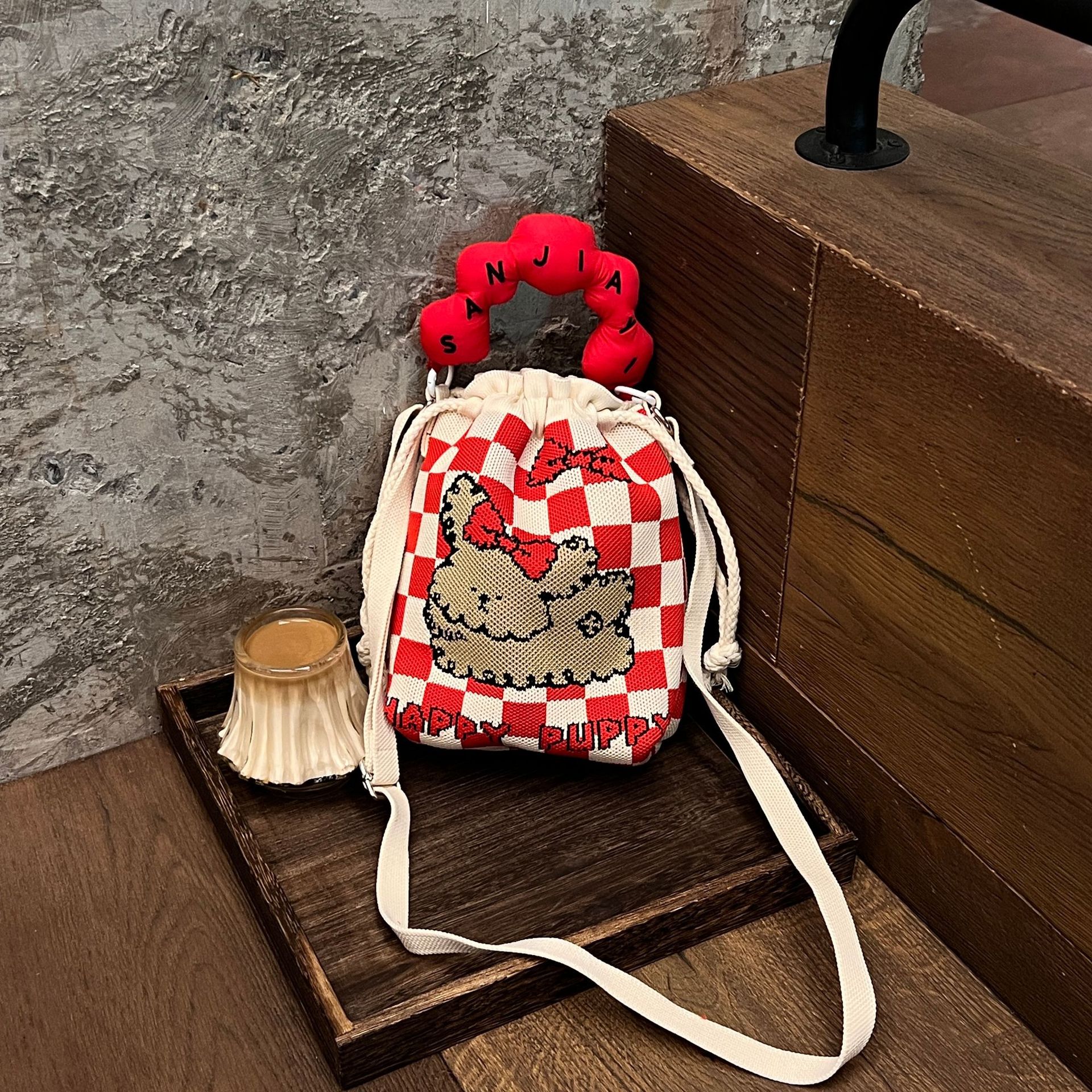 Red grid poodle + red handle