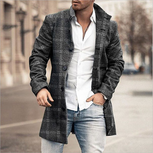 New 2022 Autumn European and American Men's Coat Printing Digital Printing Fashion Urban Stand Collar Casual Coat