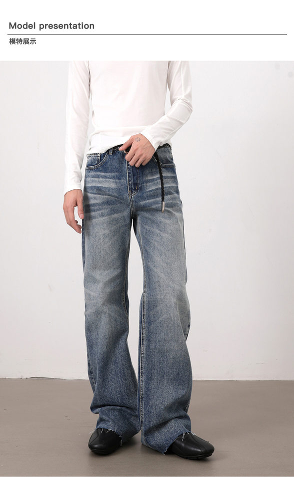 Quần jeans nam dáng loe nhẹ ống đứng cạp vừa phong cách Hàn Quốc — Màu xanh dương chi tiết 9