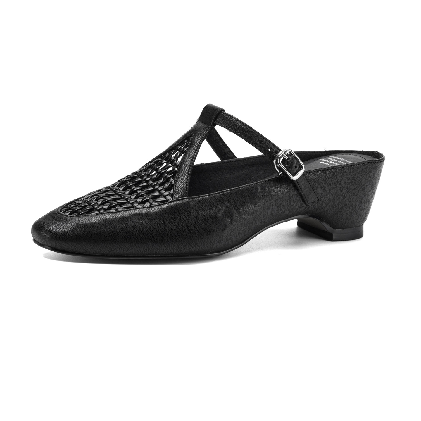 Dép mule nữ gót cao 6 cm, mũi kín, đế xuồng đan, phong cách mùa hè — đen chi tiết 28