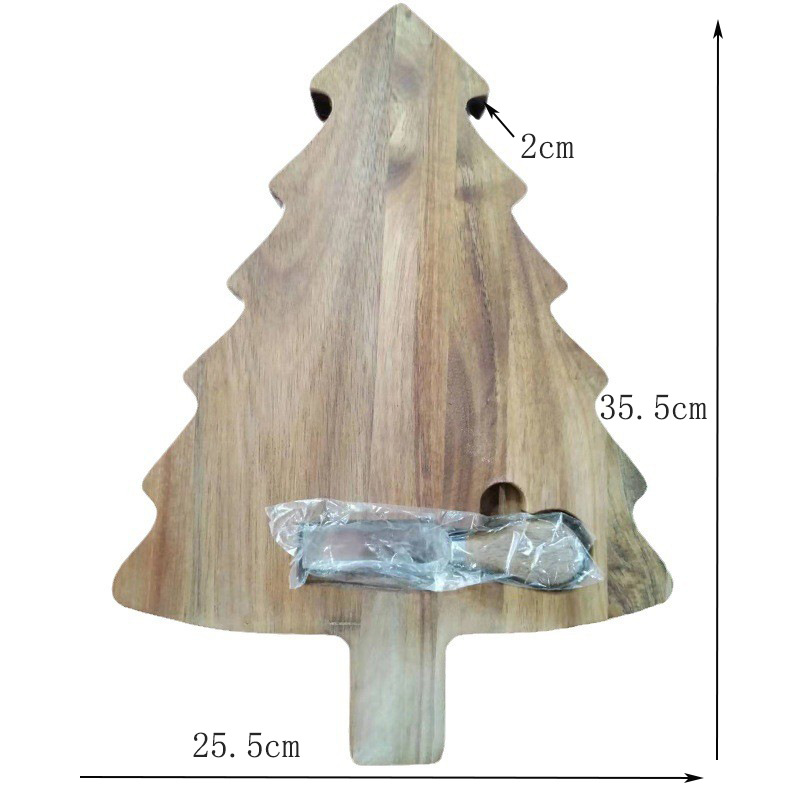 Tabla de cortar de madera creativa fuente de árbol de Navidad fabricante en stock tabla de cortar con cuchillo queso tabla de queso bandeja de desayuno