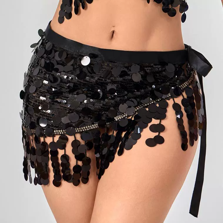 Новая цепочка на талию для танца живота, шарф с кисточками и пайетками, пояс для танцев, сексуальный пояс, короткая юбка