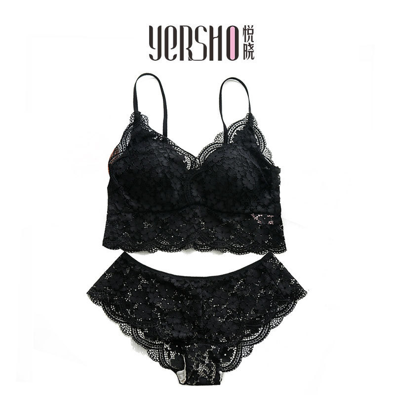 Yuexiao Mulberry Silk French Romantic Rimless Bra Panties suit Sexy Lace Breathable 2159