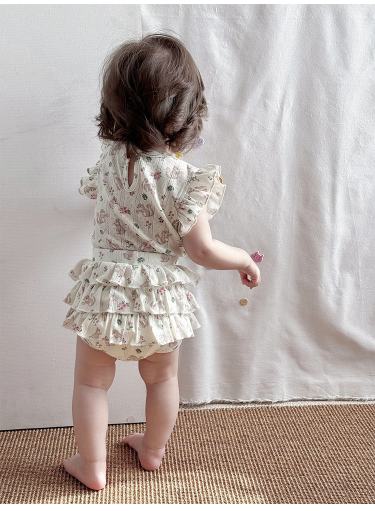 Completo due pezzi pagliaccetto con volant e vestito bimba_voghion.com