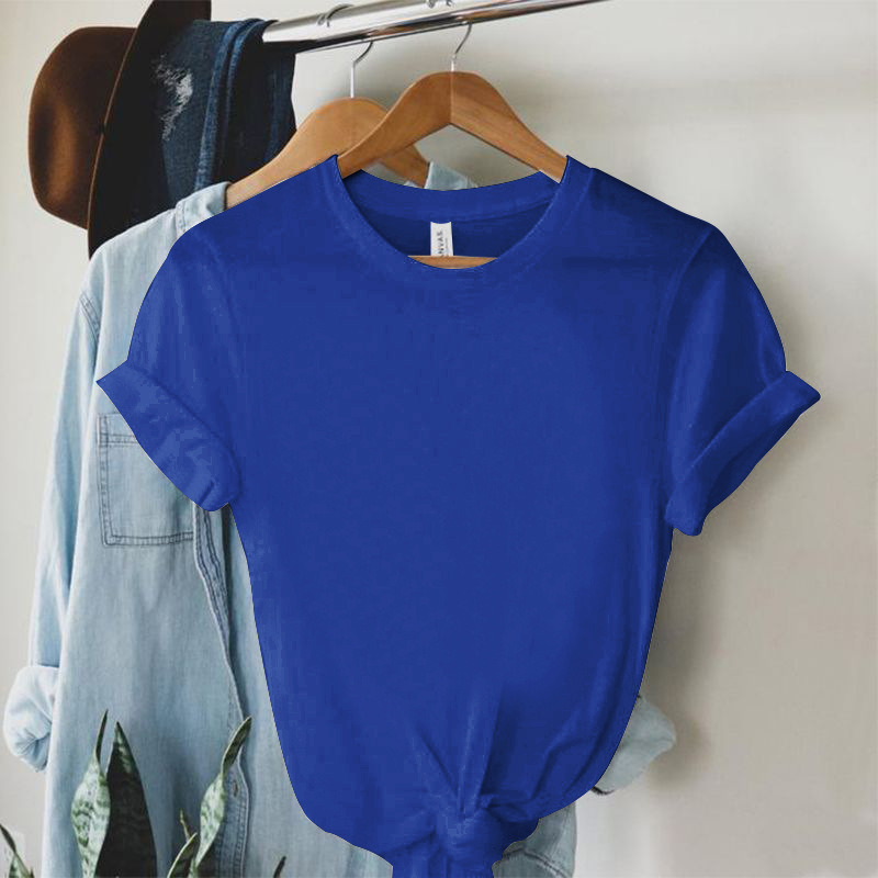 154g Weight Short Sleeve Sleeve Length Regular Sleeve Sleeve Type Polyester Fabric Type Regular Top Length T-shirt Tops Type Holiday, Daily Occasion Round Neck Neckline Regular Fit Fit Type Solid Color Pattern Summer Season Women's Gender Printing Design Simple Style Style Wholesale Women's Simple Style Solid Color Short Sleeve Printing T-Shirts 1
