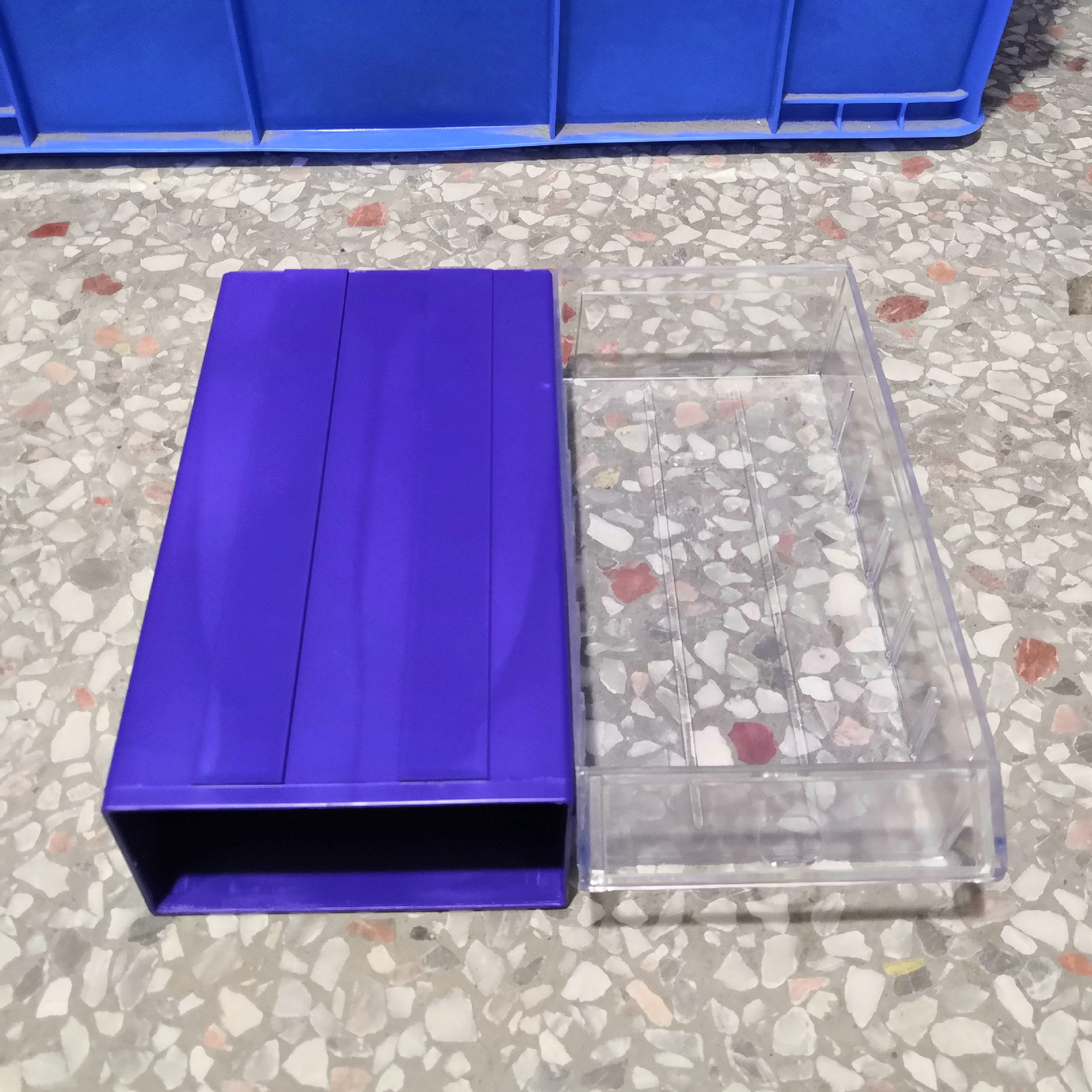 蓝色抽屉式元件盒透明积木式零件盒五金螺丝塑料盒子分类样品盒