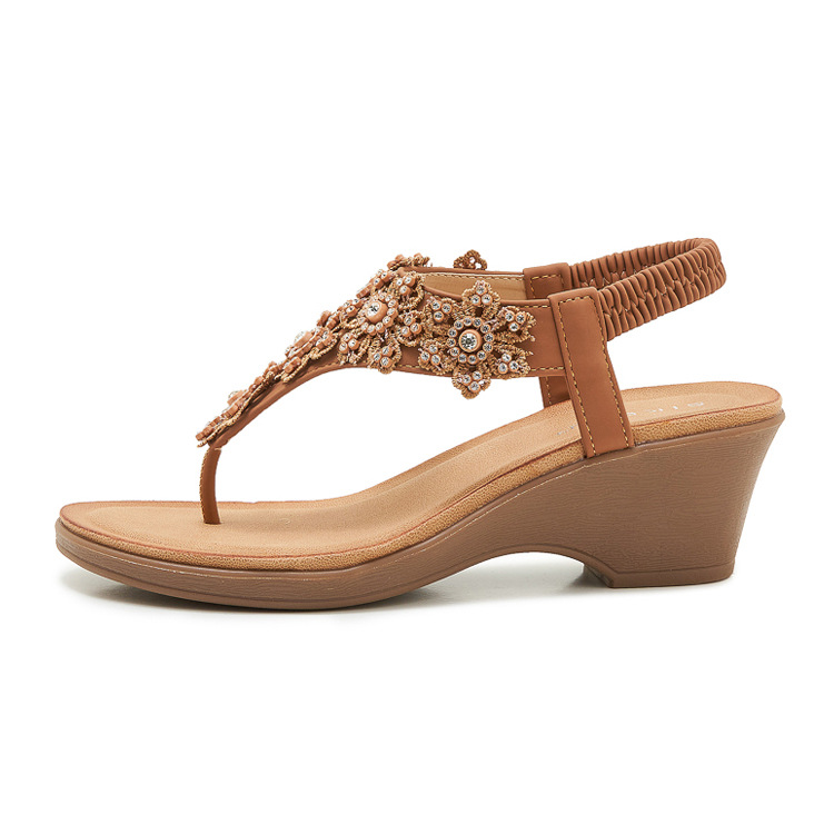 Sandal đế xuồng đính đá hoa thời trang mùa hè 2026 mẫu mới 180-3 — màu nâu, màu đen, quả mơ chi tiết 28