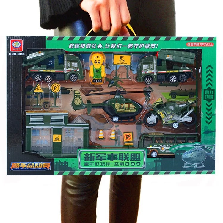 Coche de juguete para niños populares simulación grande Tire hacia atrás coche de ingeniería padre-hijo coche mundo niño militar contra incendios caja de regalo